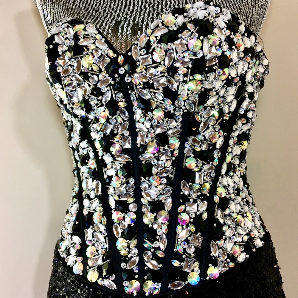 Alyce Paris Strapless Sequin Short Cocktail Dress